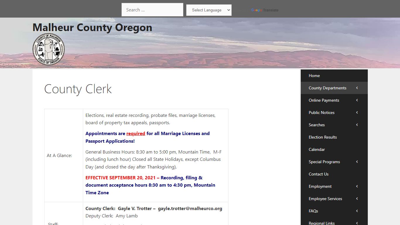 County Clerk – Malheur County Oregon